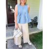 imageCicy Bell Womens Pleated Babydoll Tank Tops Summer Peplum Sleeveless Cotton Blouses Loose Fit Flowy ShirtsLight Blue