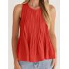 imageCicy Bell Womens Pleated Babydoll Tank Tops Summer Peplum Sleeveless Cotton Blouses Loose Fit Flowy ShirtsRed