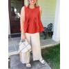 imageCicy Bell Womens Pleated Babydoll Tank Tops Summer Peplum Sleeveless Cotton Blouses Loose Fit Flowy ShirtsRed