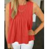 imageCicy Bell Womens Pleated Babydoll Tank Tops Summer Peplum Sleeveless Cotton Blouses Loose Fit Flowy ShirtsRed
