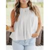 imageCicy Bell Womens Pleated Babydoll Tank Tops Summer Peplum Sleeveless Cotton Blouses Loose Fit Flowy ShirtsWhite