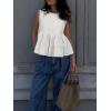 imageCicy Bell Womens Pleated Babydoll Tank Tops Summer Peplum Sleeveless Cotton Blouses Loose Fit Flowy ShirtsWhite
