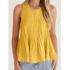 imageCicy Bell Womens Pleated Babydoll Tank Tops Summer Peplum Sleeveless Cotton Blouses Loose Fit Flowy ShirtsYellow