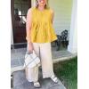 imageCicy Bell Womens Pleated Babydoll Tank Tops Summer Peplum Sleeveless Cotton Blouses Loose Fit Flowy ShirtsYellow