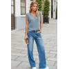 imageCicy Bell Womens Ribbed Cap Sleeve Tank Tops V Neck Knit Summer Casual Shirts Lightweight Pullover Sweater VestBlue