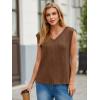imageCicy Bell Womens Ribbed Cap Sleeve Tank Tops V Neck Knit Summer Casual Shirts Lightweight Pullover Sweater VestBrown