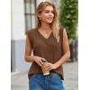 imageCicy Bell Womens Ribbed Cap Sleeve Tank Tops V Neck Knit Summer Casual Shirts Lightweight Pullover Sweater VestBrown