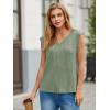 imageCicy Bell Womens Ribbed Cap Sleeve Tank Tops V Neck Knit Summer Casual Shirts Lightweight Pullover Sweater VestGreen