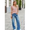 imageCicy Bell Womens Ribbed Cap Sleeve Tank Tops V Neck Knit Summer Casual Shirts Lightweight Pullover Sweater VestPink