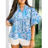 imageCicy Bell Womens Summer Floral Babydoll Tops V Neck Short Lantern Sleeve Shirts Cute Loose Fit Flowy BlousesFloral Blue