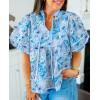 imageCicy Bell Womens Summer Floral Babydoll Tops V Neck Short Lantern Sleeve Shirts Cute Loose Fit Flowy BlousesFloral Blue