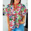 imageCicy Bell Womens Summer Floral Babydoll Tops V Neck Short Lantern Sleeve Shirts Cute Loose Fit Flowy BlousesFloral Green