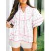 imageCicy Bell Womens Summer Floral Babydoll Tops V Neck Short Lantern Sleeve Shirts Cute Loose Fit Flowy BlousesFloral Light Pink
