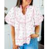 imageCicy Bell Womens Summer Floral Babydoll Tops V Neck Short Lantern Sleeve Shirts Cute Loose Fit Flowy BlousesFloral Light Pink