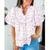 imageCicy Bell Womens Summer Floral Babydoll Tops V Neck Short Lantern Sleeve Shirts Cute Loose Fit Flowy BlousesFloral Light Purple