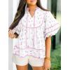 imageCicy Bell Womens Summer Floral Babydoll Tops V Neck Short Lantern Sleeve Shirts Cute Loose Fit Flowy BlousesFloral Light Purple