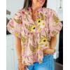 imageCicy Bell Womens Summer Floral Babydoll Tops V Neck Short Lantern Sleeve Shirts Cute Loose Fit Flowy BlousesFloral Pink
