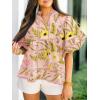 imageCicy Bell Womens Summer Floral Babydoll Tops V Neck Short Lantern Sleeve Shirts Cute Loose Fit Flowy BlousesFloral Pink