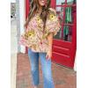 imageCicy Bell Womens Summer Floral Babydoll Tops V Neck Short Lantern Sleeve Shirts Cute Loose Fit Flowy BlousesFloral Pink