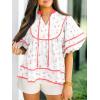 imageCicy Bell Womens Summer Floral Babydoll Tops V Neck Short Lantern Sleeve Shirts Cute Loose Fit Flowy BlousesFloral Red