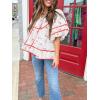 imageCicy Bell Womens Summer Floral Babydoll Tops V Neck Short Lantern Sleeve Shirts Cute Loose Fit Flowy BlousesFloral Red