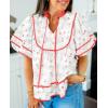 imageCicy Bell Womens Summer Floral Babydoll Tops V Neck Short Lantern Sleeve Shirts Cute Loose Fit Flowy BlousesFloral Red