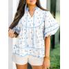 imageCicy Bell Womens Summer Floral Babydoll Tops V Neck Short Lantern Sleeve Shirts Cute Loose Fit Flowy BlousesFloral Sky Blue