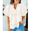 imageCicy Bell Womens Summer Floral Babydoll Tops V Neck Short Lantern Sleeve Shirts Cute Loose Fit Flowy BlousesFloral Yellow