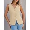 imageCicy Bell Womens Summer V Neck Vest Tops Button up Sleeveless Casual Waistcoat Business Fitted Blazer vestApricot