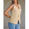 imageCicy Bell Womens Summer V Neck Vest Tops Button up Sleeveless Casual Waistcoat Business Fitted Blazer vestApricot