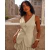 imageCicy Bell Womens Summer V Neck Vest Tops Button up Sleeveless Casual Waistcoat Business Fitted Blazer vestApricot