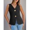 imageCicy Bell Womens Summer V Neck Vest Tops Button up Sleeveless Casual Waistcoat Business Fitted Blazer vestBlack