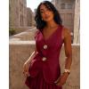 imageCicy Bell Womens Summer V Neck Vest Tops Button up Sleeveless Casual Waistcoat Business Fitted Blazer vestBurgundy