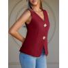 imageCicy Bell Womens Summer V Neck Vest Tops Button up Sleeveless Casual Waistcoat Business Fitted Blazer vestBurgundy