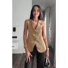 imageCicy Bell Womens Summer V Neck Vest Tops Button up Sleeveless Casual Waistcoat Business Fitted Blazer vestKhaki