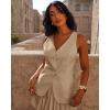 imageCicy Bell Womens Summer V Neck Vest Tops Button up Sleeveless Casual Waistcoat Business Fitted Blazer vestKhaki