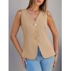 imageCicy Bell Womens Summer V Neck Vest Tops Button up Sleeveless Casual Waistcoat Business Fitted Blazer vestKhaki