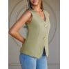 imageCicy Bell Womens Summer V Neck Vest Tops Button up Sleeveless Casual Waistcoat Business Fitted Blazer vestLight Green