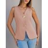 imageCicy Bell Womens Summer V Neck Vest Tops Button up Sleeveless Casual Waistcoat Business Fitted Blazer vestLight Pink
