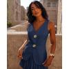 imageCicy Bell Womens Summer V Neck Vest Tops Button up Sleeveless Casual Waistcoat Business Fitted Blazer vestNavy