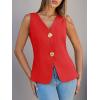 imageCicy Bell Womens Summer V Neck Vest Tops Button up Sleeveless Casual Waistcoat Business Fitted Blazer vestRed