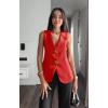 imageCicy Bell Womens Summer V Neck Vest Tops Button up Sleeveless Casual Waistcoat Business Fitted Blazer vestRed