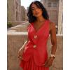 imageCicy Bell Womens Summer V Neck Vest Tops Button up Sleeveless Casual Waistcoat Business Fitted Blazer vestRed