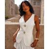 imageCicy Bell Womens Summer V Neck Vest Tops Button up Sleeveless Casual Waistcoat Business Fitted Blazer vestWhite