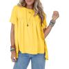 imageCicy Bell Women Summer Babydoll Tops Pleated Short Sleeve Crew Neck Peplum Blouse Casual Loose Fit T ShirtsYellow