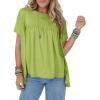 imageCicy Bell Women Summer Babydoll Tops Pleated Short Sleeve Crew Neck Peplum Blouse Casual Loose Fit T ShirtsYellowgreen