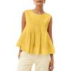 imageCicy Bell Womens Pleated Babydoll Tank Tops Summer Peplum Sleeveless Cotton Blouses Loose Fit Flowy ShirtsYellow