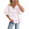 imageCicy Bell Womens Summer Floral Babydoll Tops V Neck Short Lantern Sleeve Shirts Cute Loose Fit Flowy BlousesFloral Light Pink