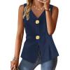 imageCicy Bell Womens Summer V Neck Vest Tops Button up Sleeveless Casual Waistcoat Business Fitted Blazer vestNavy