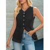 imageCicy Bell Womens Button Down Vest Tops Summer Fitted Sleeveless Tank Tops Dressy Casual Business WaistcoatBlack